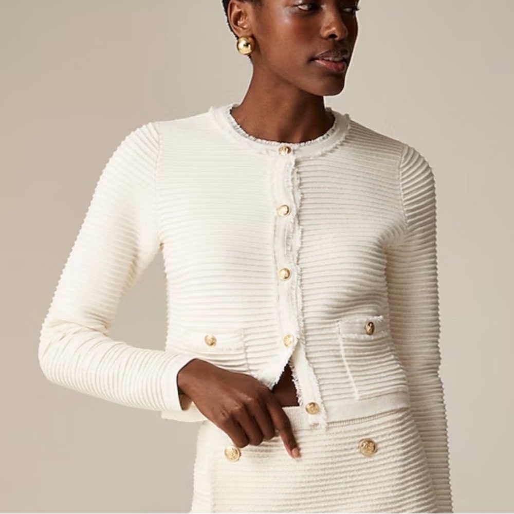 J. Crew Cream Ribbed Cardigan